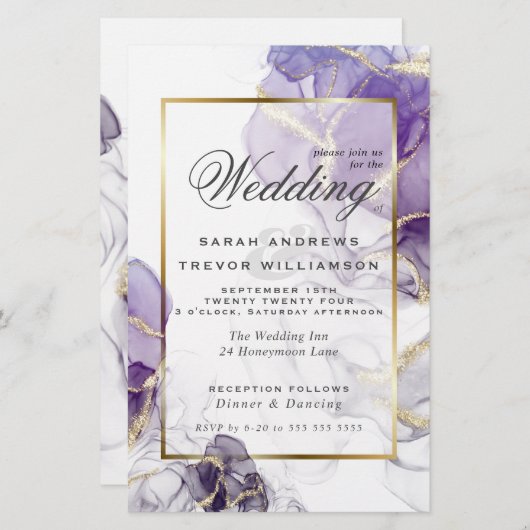 Budget Wedd Wild Wisteria Abstrakt Fluid Ink (Vorne/Hinten)