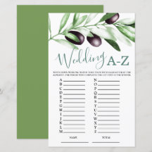 Budget Wedding A-Z Brautparty Game