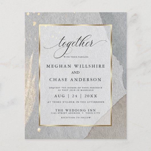 Budget Wedding Abstrakt Modern Pewter Stone (Vorderseite)