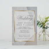 Budget Wedding Abstrakt Pewter Wabi Sabi Invitati (Stehend Vorderseite)