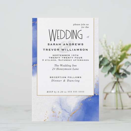 Budget Wedding Abstrakt Royal Blue Skies (Stehend Vorderseite)