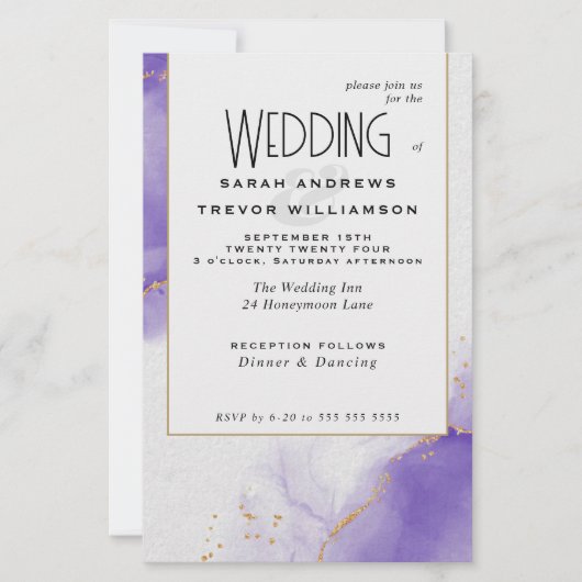 Budget Wedding Amethyst Abstrakt Marbled Skies (Vorderseite)