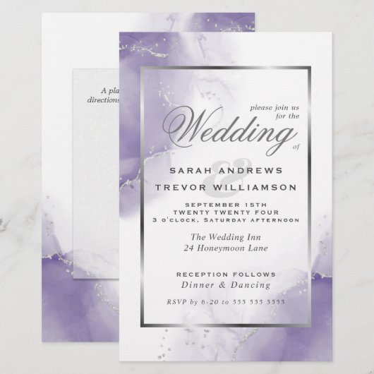 Budget Wedding Amethyst Lila Silver Abstrakt (Vorne/Hinten)