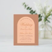 Budget Wedding Arch Calligraphy Brown Einladung (Stehend Vorderseite)