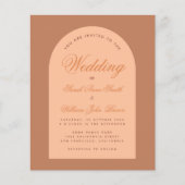 Budget Wedding Arch Calligraphy Brown Einladung (Vorderseite)