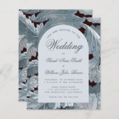 Budget Wedding Arch Gray Blätter Script Einladung (Vorne/Hinten)