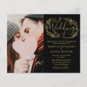 Budget Wedding Black Gold Details Foto Einladung (Vorderseite)