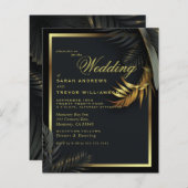 Budget Wedding Black Gold Gerahmte tropische Blätt (Vorne/Hinten)