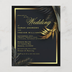 Budget Wedding Black Gold Gerahmte tropische Blätt