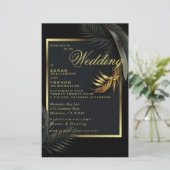 Budget Wedding Black Gold Gerahmte tropische Blätt (Stehend Vorderseite)