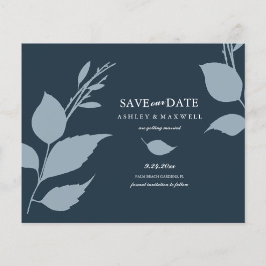 Budget Wedding Blue Save the Date Flyer (Vorne)