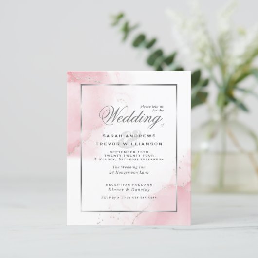 Budget Wedding Blush Pink Silver Abstrakt (Stehend Vorderseite)