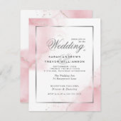 Budget Wedding Blush Pink Silver Abstrakt Einladung (Vorne/Hinten)