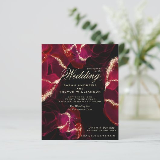 Budget Wedding Bold Scarlet Alkohol Tinte (Stehend Vorderseite)