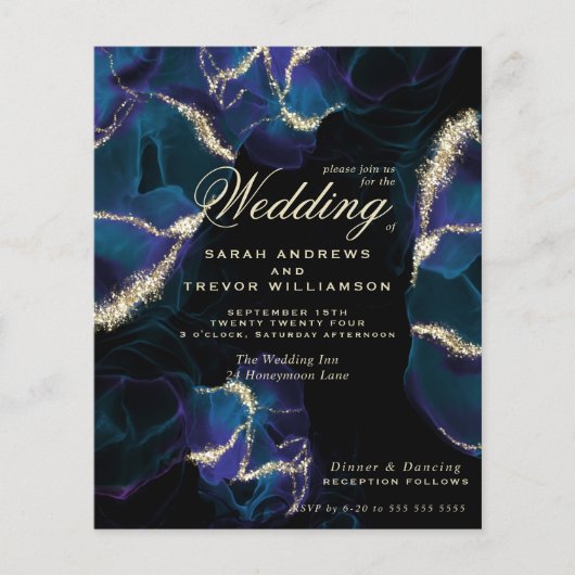 Budget Wedding Cobalt Blue Lila Alcohol Tinte (Vorderseite)