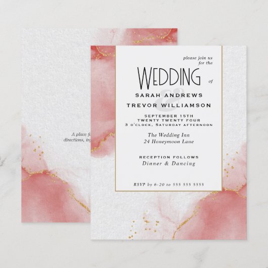 Budget Wedding Coral Rose Abstrakt Marbled Skies (Vorne/Hinten)