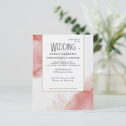 Budget Wedding Coral Rose Abstrakt Marbled Skies (Stehend Vorderseite)