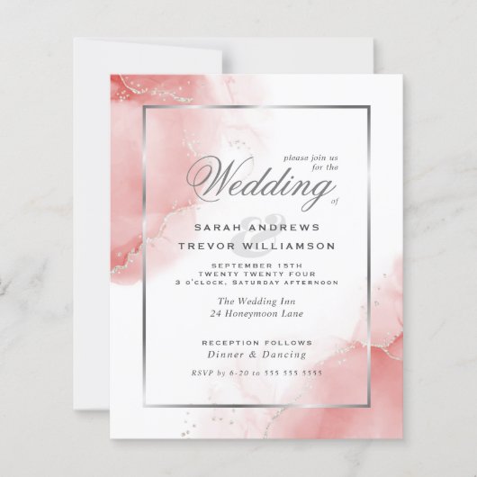Budget Wedding Coral Rose Silver Abstrakt (Vorderseite)