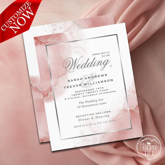 Budget Wedding Coral Rose Silver Abstrakt