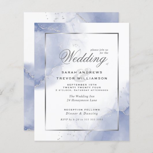 Budget Wedding Cornflower Blue Silver Abstrakt (Vorne/Hinten)