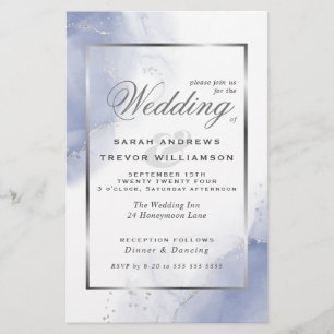 Budget Wedding Cornflower Blue Silver Abstrakt