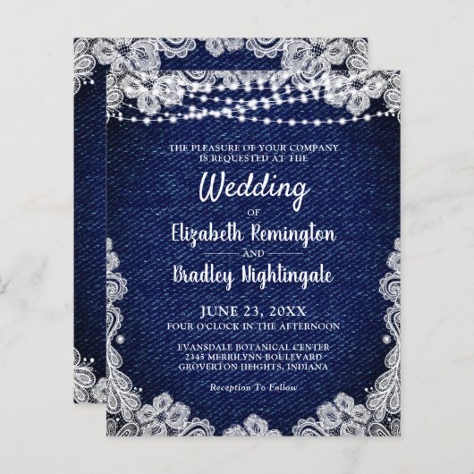 Budget Wedding Denim Lace String Lights (Vorne/Hinten)