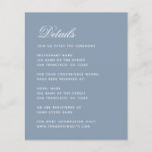 Budget Wedding Details Card Dusty Blue Calligraphy (Vorderseite)