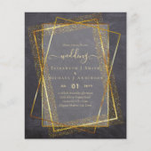 BUDGET WEDDING EINLADUNGEN Gold Glitter Geometric (Vorderseite)