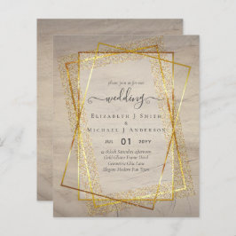 BUDGET WEDDING EINLADUNGEN Gold Glitter Geometric