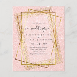 BUDGET WEDDING EINLADUNGEN Gold Glitter Geometric Flyer