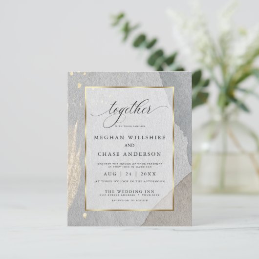 Budget Wedding Elegant Bale Gray Abstrakt Splash (Stehend Vorderseite)