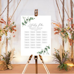 Budget Wedding Eukalyptus botanical sitzplan P Poster