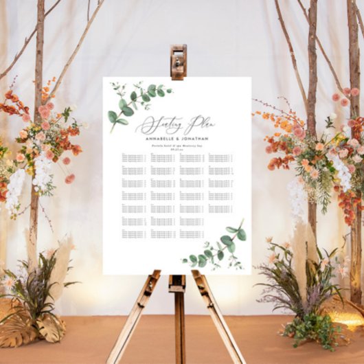 Budget Wedding Eukalyptus botanical sitzplan P Poster