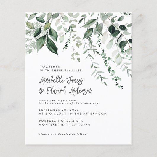Budget Wedding Eukalyptus Details, Einladung chic Flyer (Vorne)