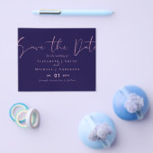 BUDGET Wedding FLYER PAPER lädt Navy Rosegold ein (Einzeln)