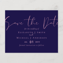 BUDGET Wedding FLYER PAPER lädt Navy Rosegold ein
