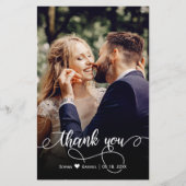 Budget Wedding Foto Calligraphy Danke Karte (Vorderseite)