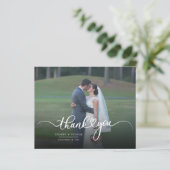 Budget Wedding Foto Handschrift Dankeschön Karte (Stehend Vorderseite)