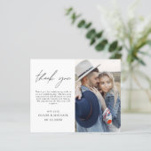 Budget Wedding Foto Minimalistisch Danke Karte (Stehend Vorderseite)