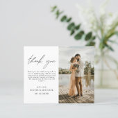 Budget Wedding Foto Minimalistisch Danke Karte (Stehend Vorderseite)