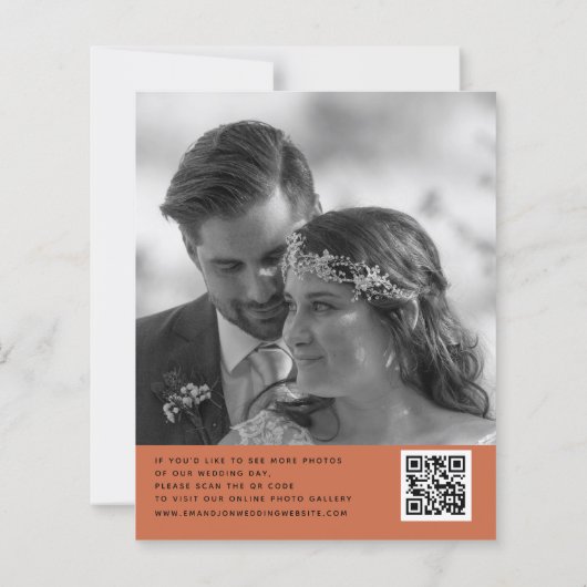Budget Wedding Foto QR Code Terracotta Vielen Dank (Rückseite)