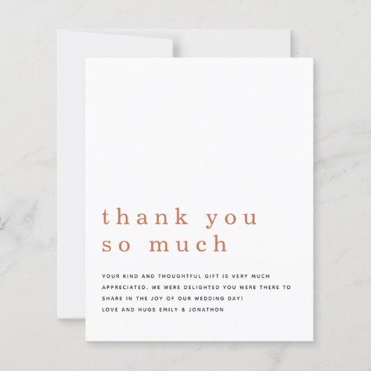 Budget Wedding Foto QR Code Terracotta Vielen Dank (Vorderseite)