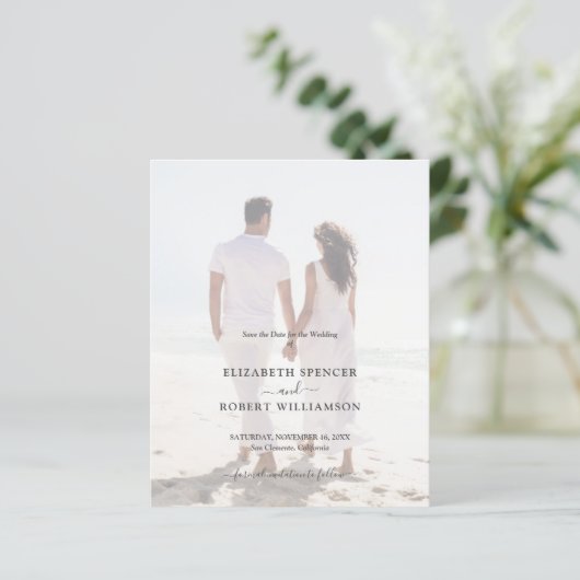 Budget Wedding Foto Save the Date (Stehend Vorderseite)