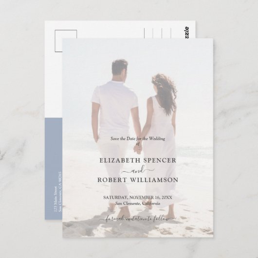 Budget Wedding Foto Save the Date Postkarte (Vorne/Hinten)