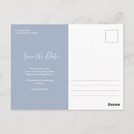 Budget Wedding Foto Save the Date Postkarte (Rückseite)