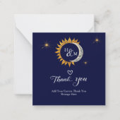 Budget Wedding Foto Sun Moon Monogram Vielen Dank Mitteilungskarte (Vorderseite)