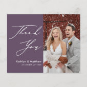Budget Wedding Foto Vielen Dank Mauve Lila Card (Vorderseite)