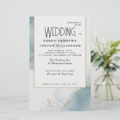 Budget Wedding Gold Dusty Blue Abstrakt Skies (Stehend Vorderseite)