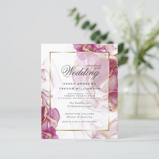 Budget Wedding Gold Jazz Berry Crimson Abstrakt (Stehend Vorderseite)