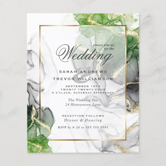 Budget Wedding Gold Onyx Emerald Green Ink2 (Vorderseite)